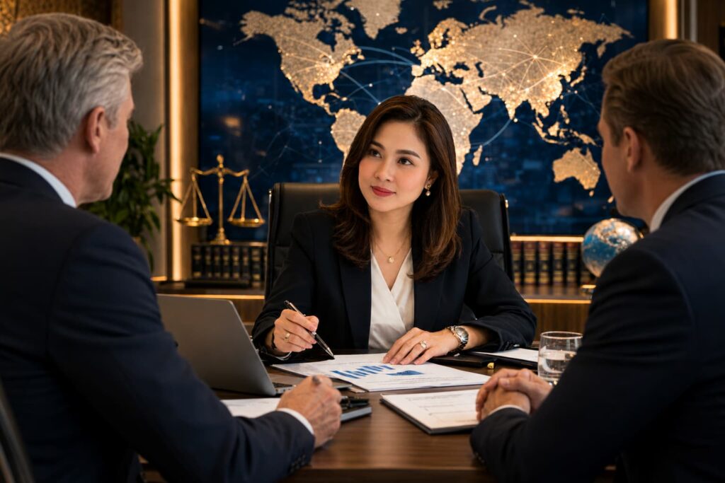 Kontakt PW Law Firm Medan mit europäischen Mandanten bei rechtlicher Beratung in Indonesien